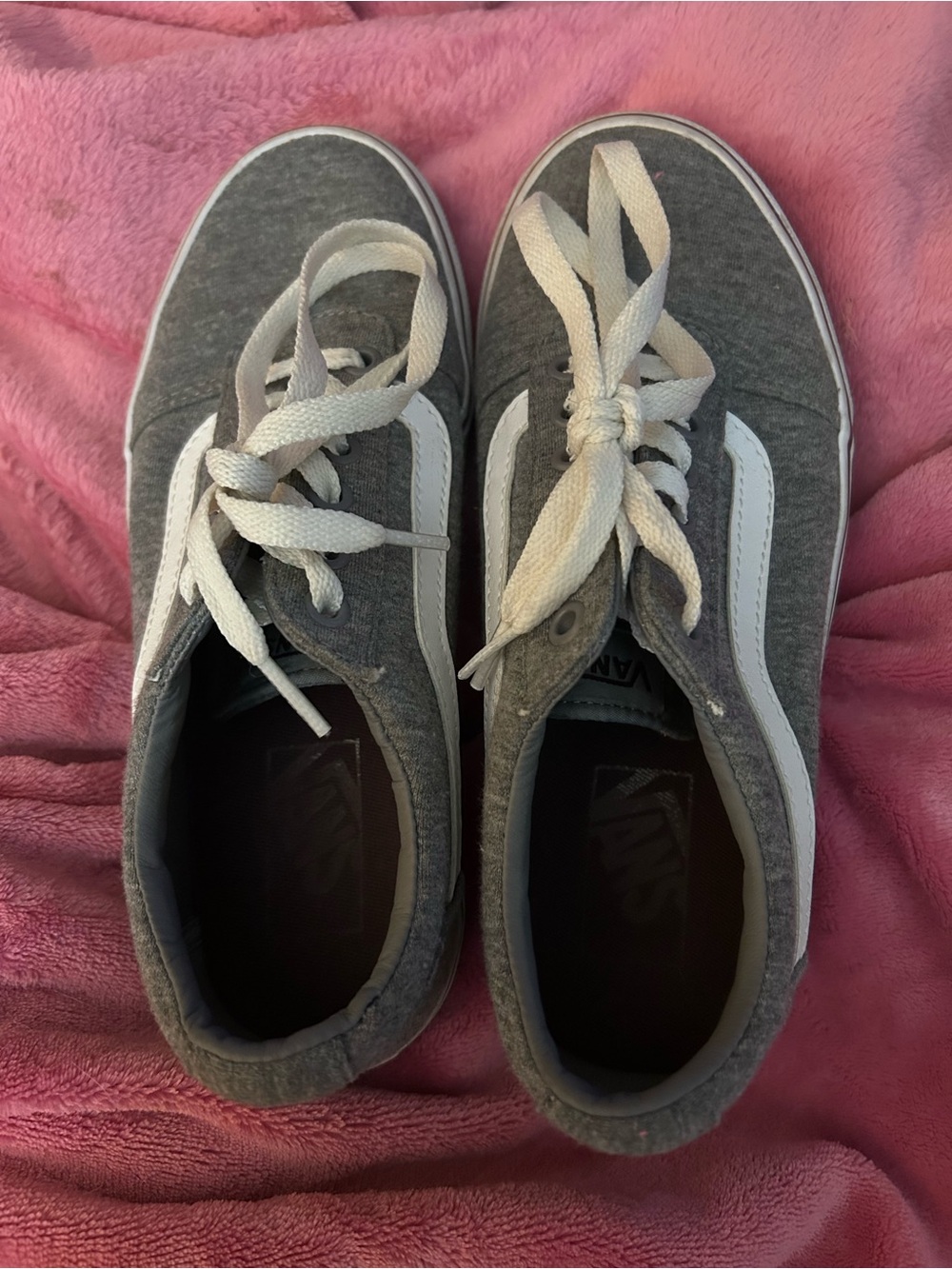 Vans Gray Canvas Low-Top Sneakers with White Sidestripe